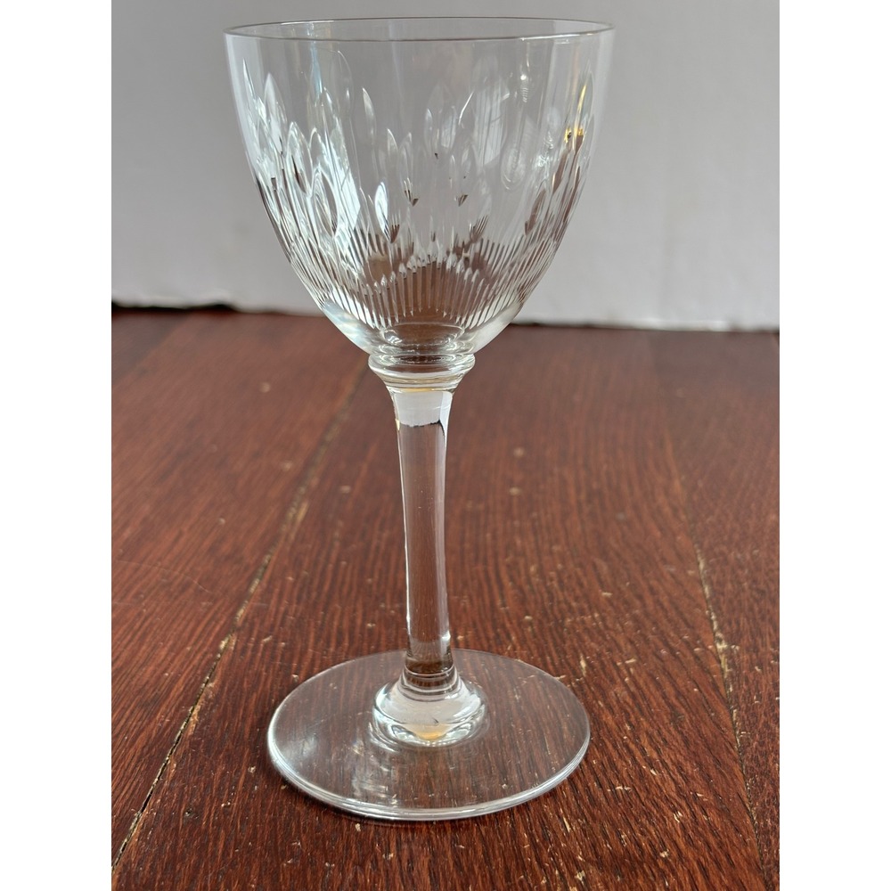 Vintage Cut Crystal Wine Cordial Glass Clear Stemware Elegant Tableware 4.75in